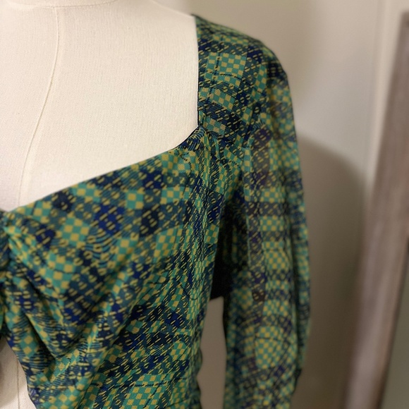 Topshop Green Plaid Cut Out Dress NWT - Picture 6 of 6